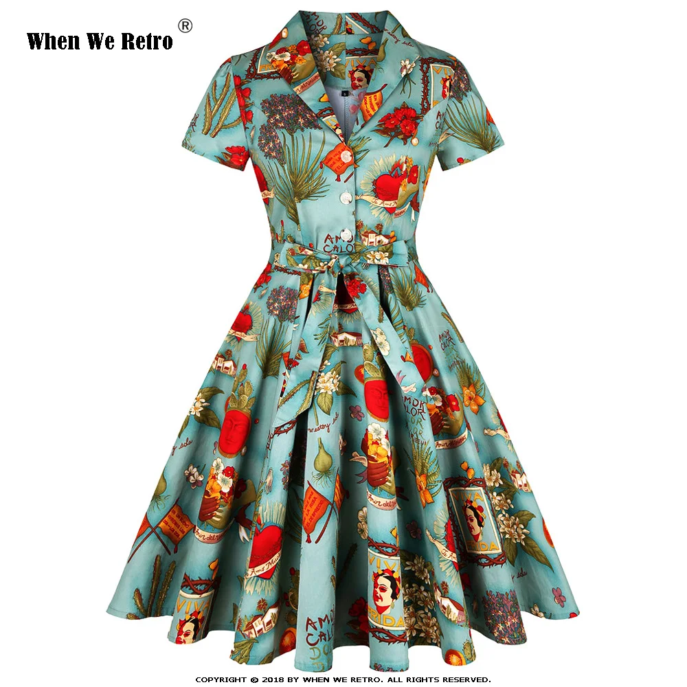 

Женское винтажное платье в стиле рокабилли, зеленое ТРАПЕЦИЕВИДНОЕ Хлопковое платье с коротким рукавом и цветочным принтом, модель SD0002 на в...