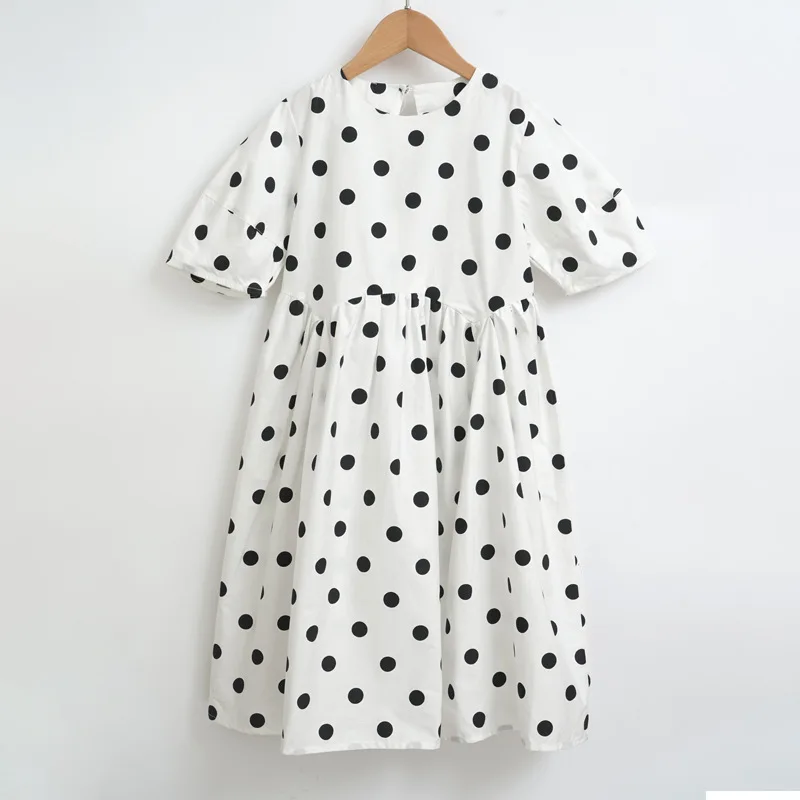 

Girls Dress Summer Korean Version of Children's Clothing Wave Point Casual Backson Line Literary Princess Skirt In The Big Child