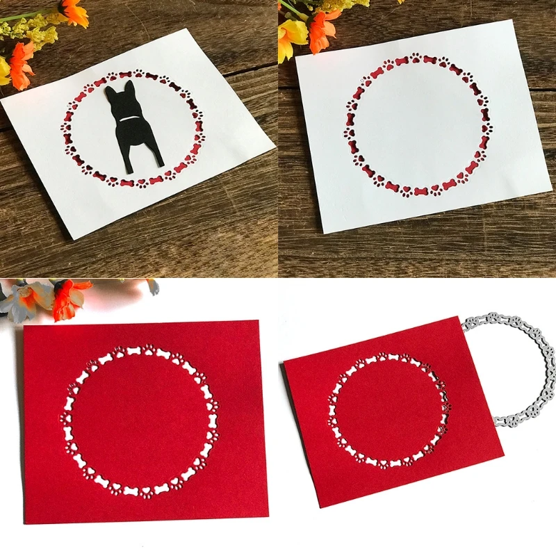 

1pcs Circle Dog Paw Bone Metal Cutting Dies Stencil Scrapbooking DIY Album Stamp Paper Card Mold Embossing Decoration