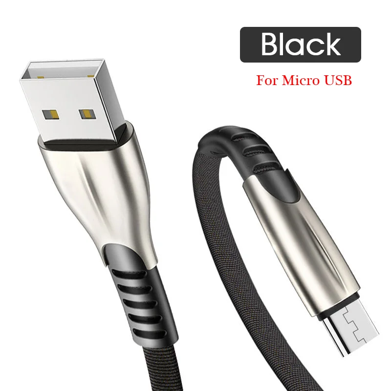 Black-Micro 3а высокоскоростной зарядный кабель Micro USB быстрая зарядка type-C USBC type C зарядный кабель передачи данных USB шнур безопасная зарядка - Цвет: Black-Micro