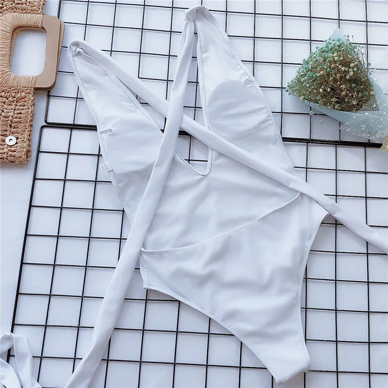 Женский Бандаж с глубоким v-образным вырезом монокини цельное бикини 2020