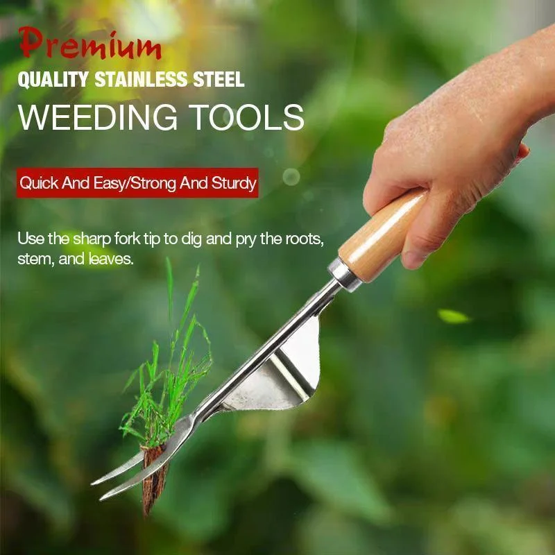 

Wood Handle Stainless Steel Garden Weeder Hand Weeding Removal Cutter Dandelion Puller Tools Multifunction Weeder Transplant