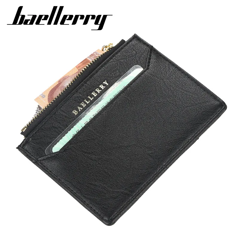 Короткий кошелек Baellerry для мужчин модный тонкий бумажник на молнии с кармашком