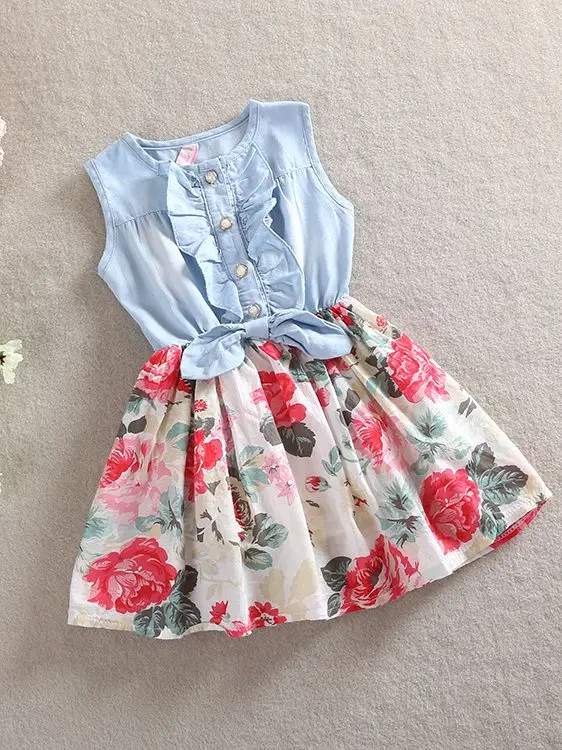 BibiCola/2021 г. Вечерние Платья с цветочным рисунком для маленьких девочек Летняя