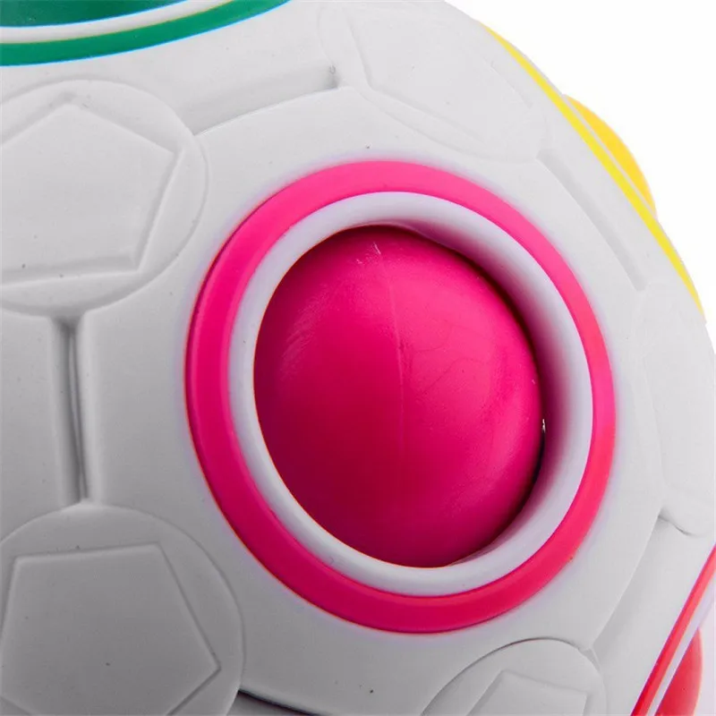 Puzle de f&uacute;tbol para ni&ntilde;os, juguete para aliviar el estr&eacute;s, pelota para cubos m&aacute;gicos creativos, arco&iacute;ris antiestr&eacute;s-3
