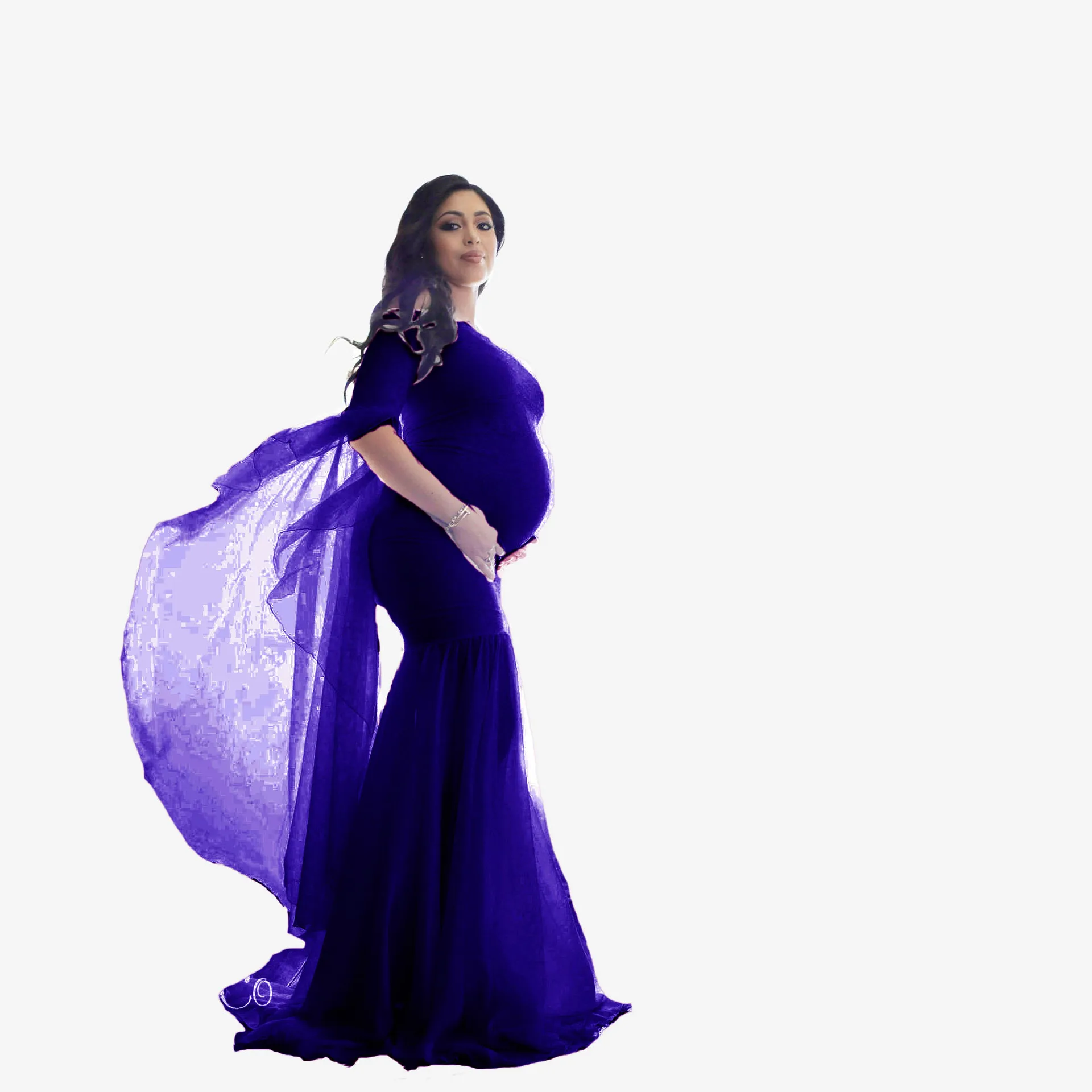 

Shoulderless Long Sleeve Pregnancy Dress Photography Props Maternity Maxi Gown Dresses For Photo Shoot Pregnant Women Clothes