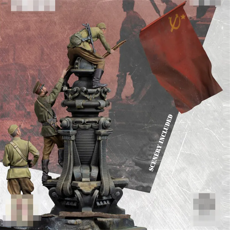 3 шт. неокрашенные советские солдаты со сценой фигурка из смолы масштаб 1/35 набор