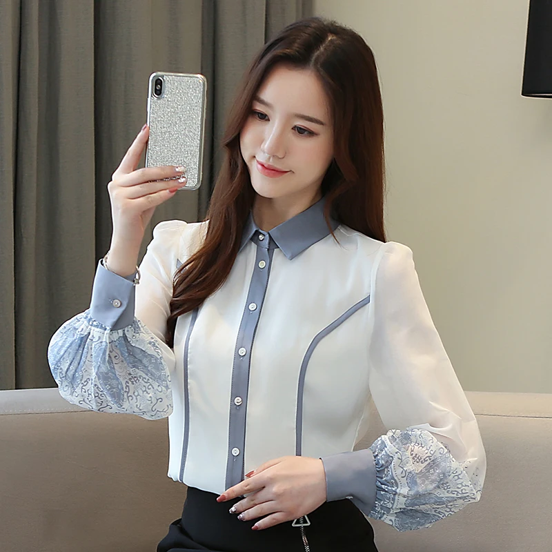 Корейская мода шифоновые женские рубашки офисные розовые блузки размера плюс XXL