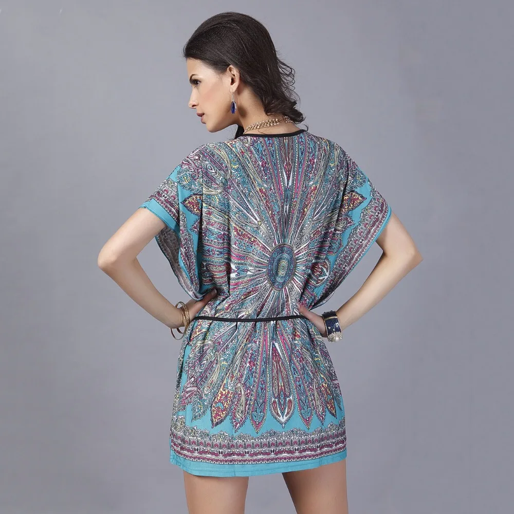 Женское платье с О-образным вырезом летнее большого размера мини-принтом и