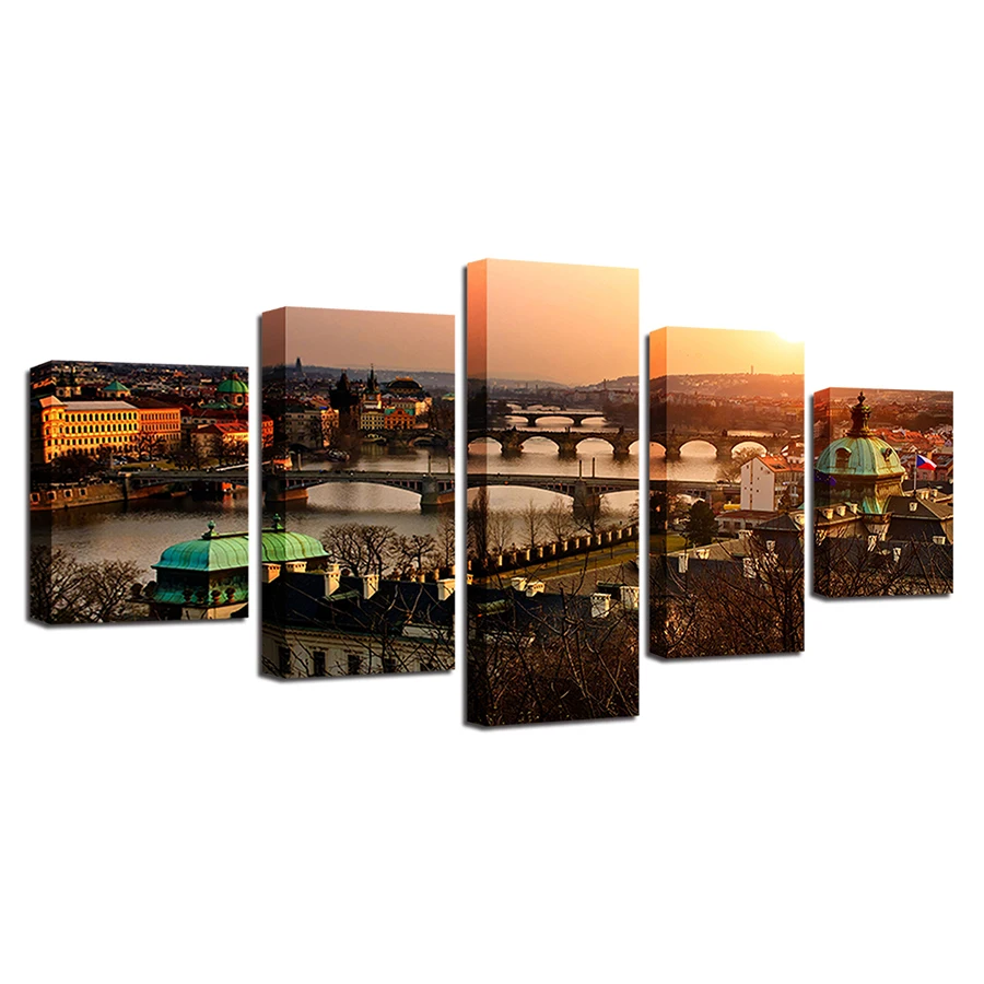 

Living Room Or Bedroom Wall Decor Art HD Prints 5 Pieces Bridge Sunset Landscape Painting Artwork Canvas Pictures Modular Poster
