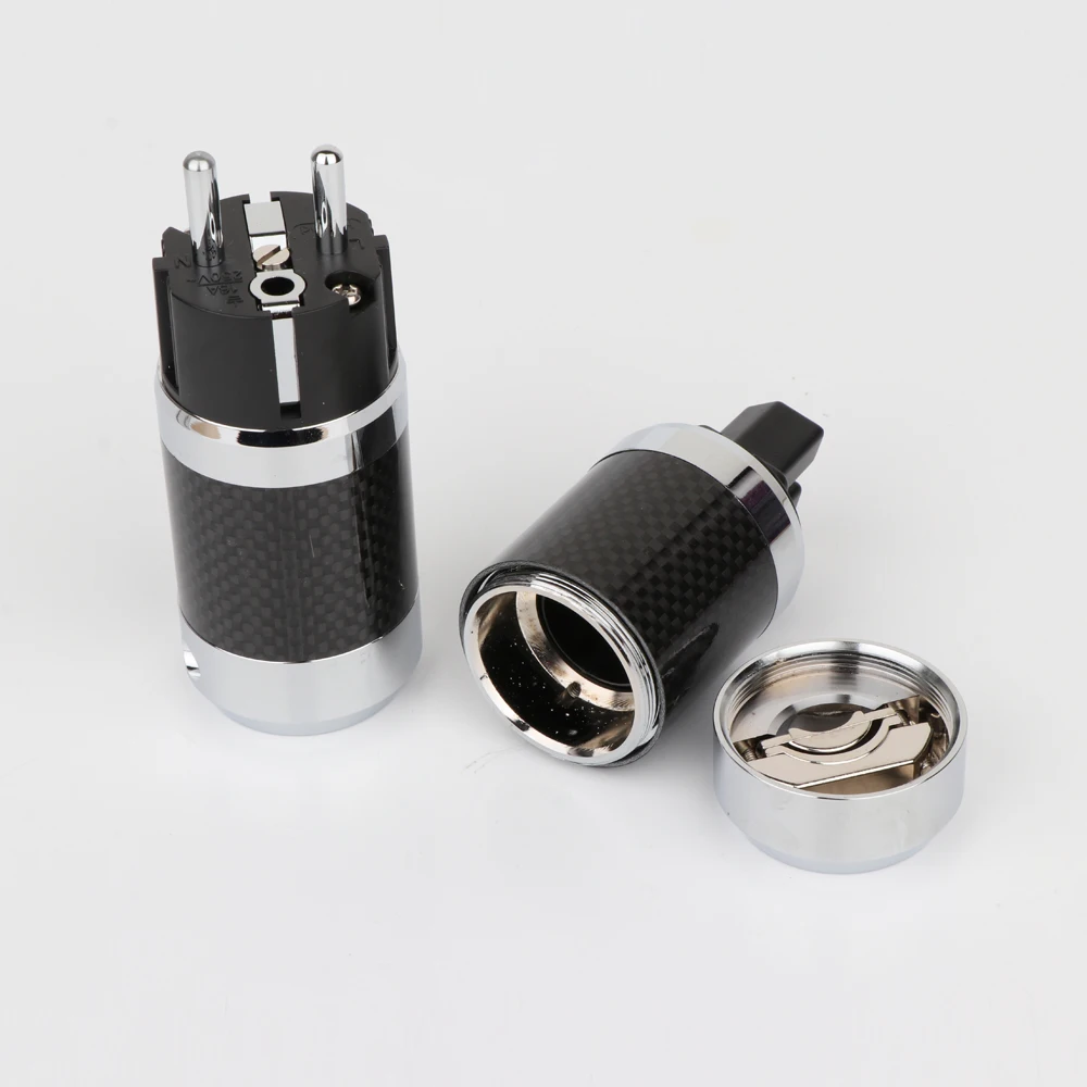 Штепсельная Вилка питания 2020 из углеродного волокна с родиевым покрытием Schuko EU AC