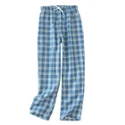 Мужские домашние брюки из хлопка и фланелевой ткани осень-зима теплые пижамные штаны для мужчин мужской размера плюс, в клетку, одежда для сна с принтами брюки для мужчин