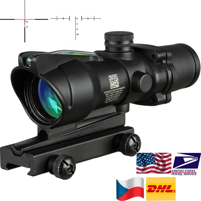 ACOG 4X32 оптический прицел с красной подсветкой черного цвета тактический