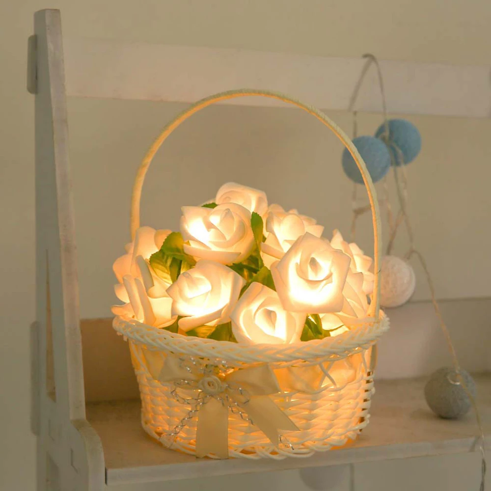 20LED на батарейках Роза цепочка цветов сказочные огни для свадьбы дома День рождения День Святого Валентина вечерние гирлянды Декор Luminaria