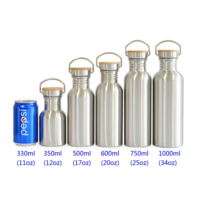 Бутылка для воды из нержавеющей стали не содержит Бисфенол А Бамбуковая крышка