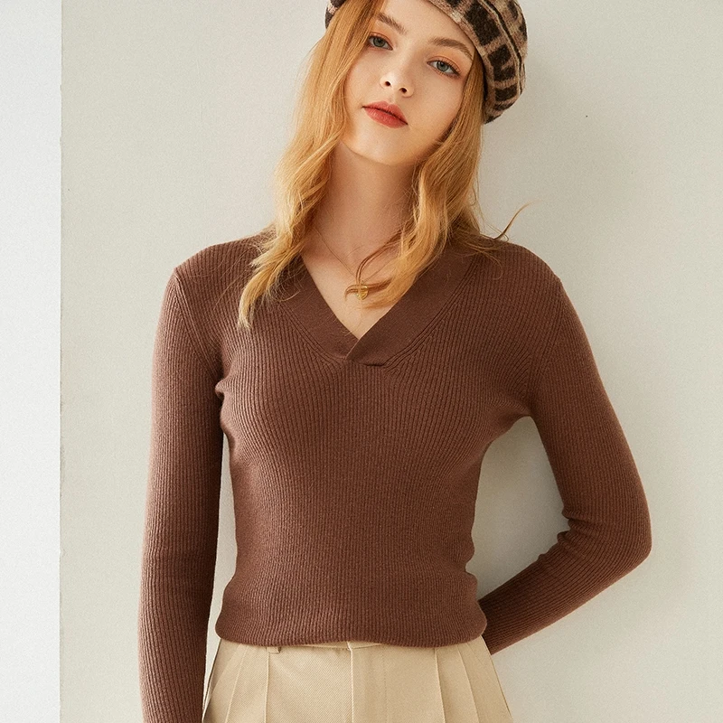 Осень-зима 2020 новый кашемировый свитер с V-образным вырезом модная женская куртка