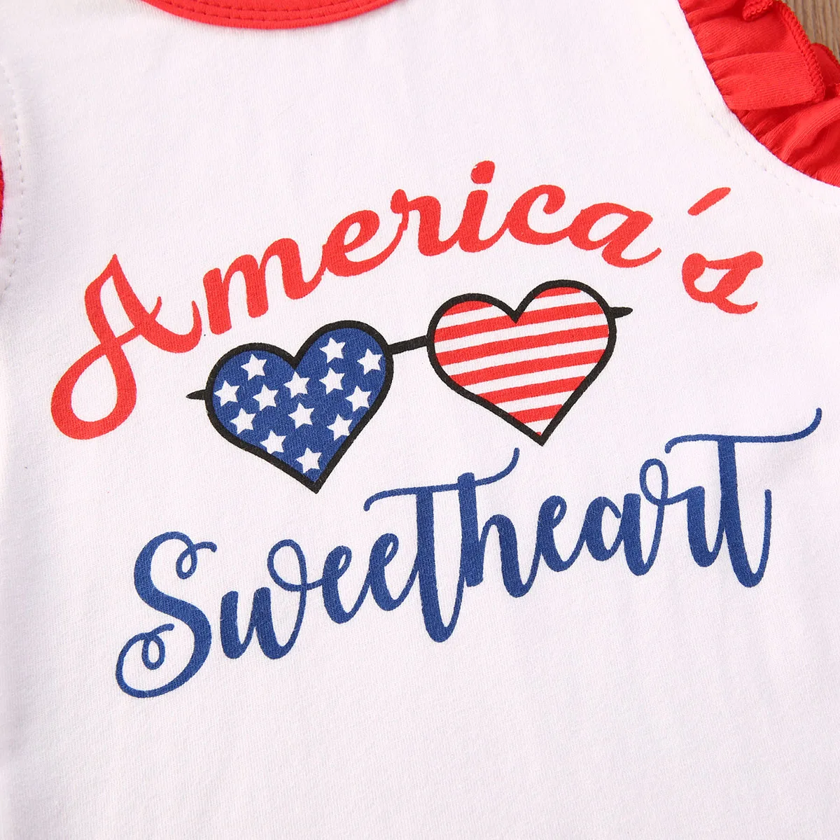 Independence Day Infant Baby Girls Boys Outfits Letter Print Sleeveless Vest Tops+Star Stripe Shorts+Headband 3pcs Set | Детская одежда