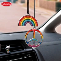 hotsticker creative car accessories rainbow world peace pendant auto rearview mirror ornaments birthday gift car decoration