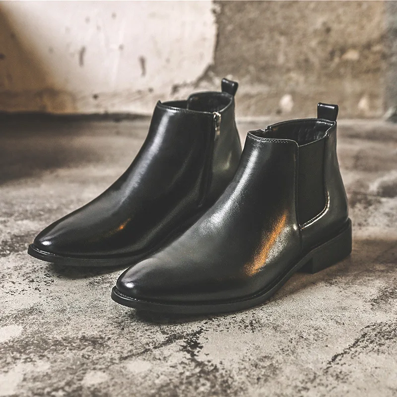 

Korean designer men's casual business wedding formal dress chelsea boots soft leather shoes gentleman ankle bottes homme botas