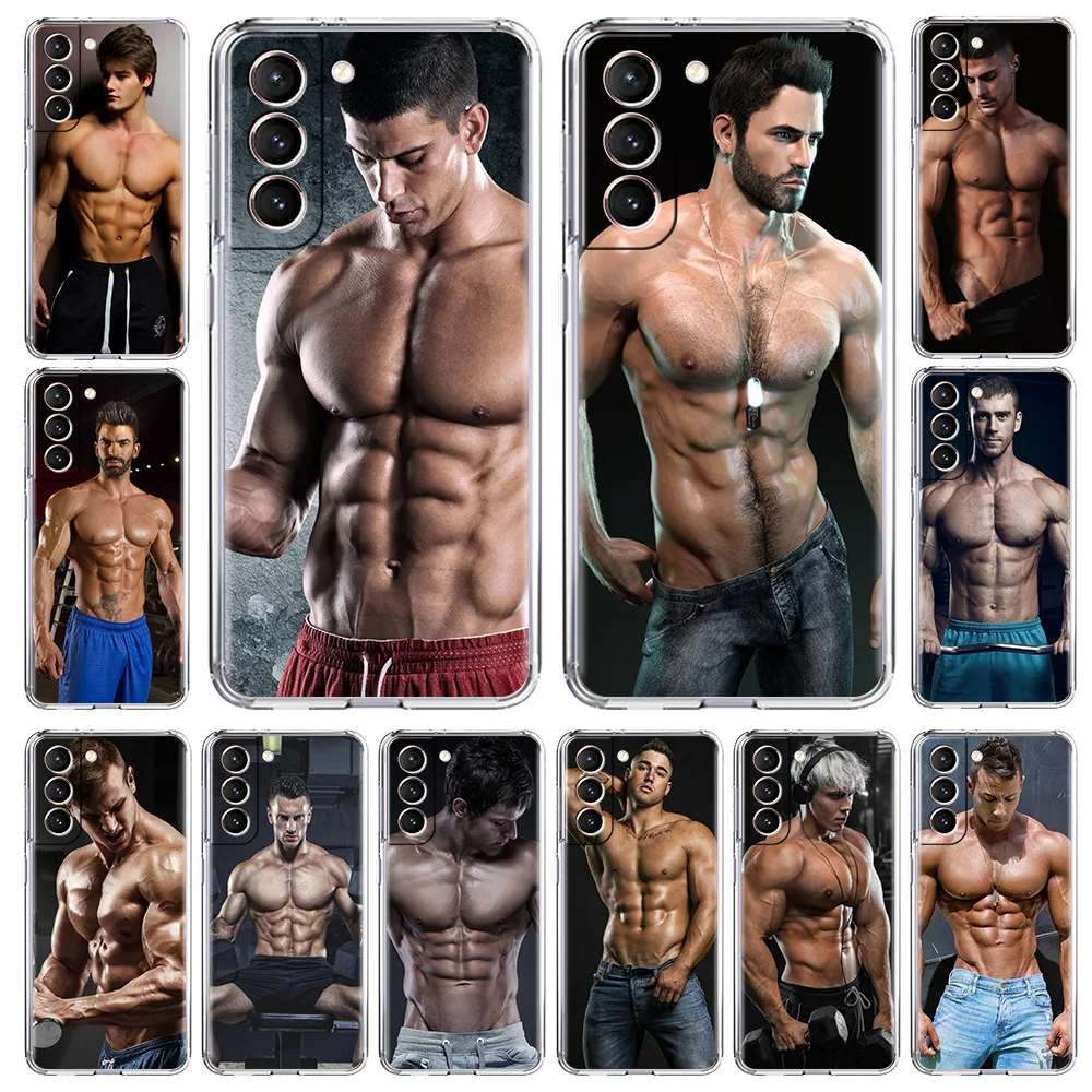 

Sexy muscular man Gift Phone Case For Samsung Galaxy S20 FE S21 Plus S10 S10E Note 20 Ultra 10 Lite M31 Shell Soft Clear Cover
