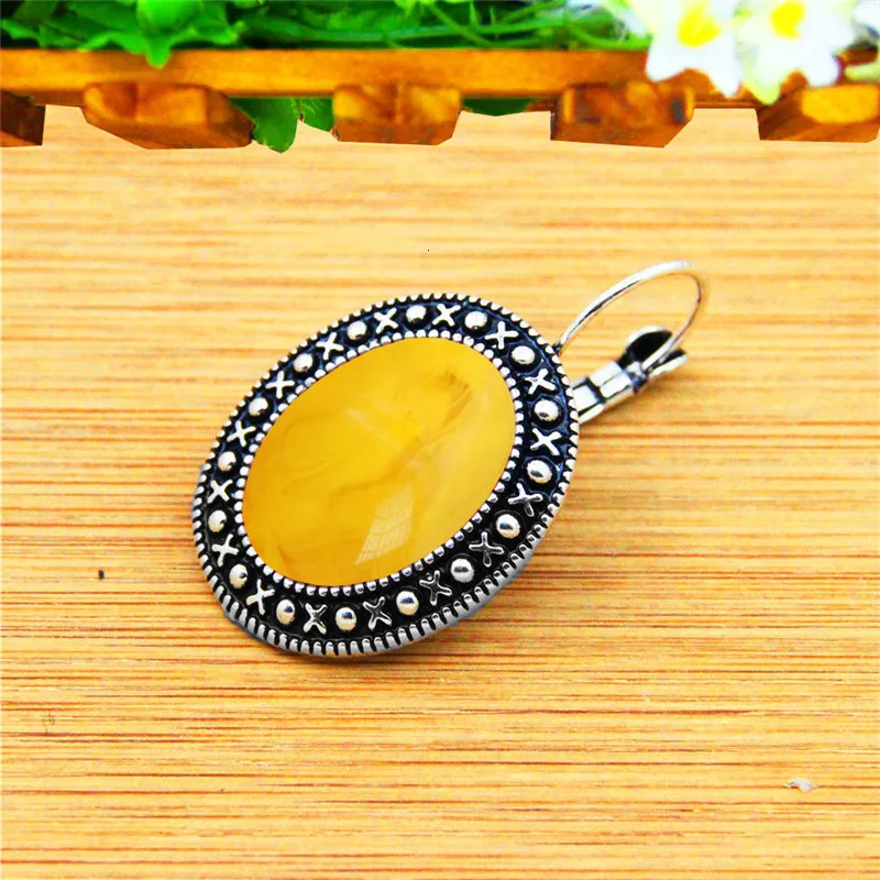 Oval Resin Bead Jewelry Set Antique Silver Plated Necklace Earrings Bracelet Fashion Jewelry TS414