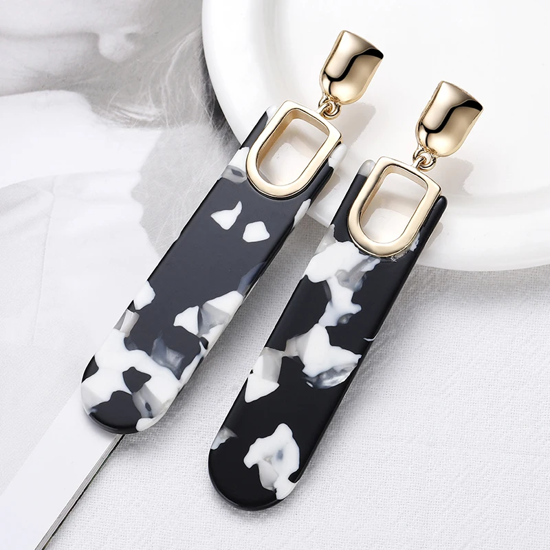 Женские акриловые прямоугольные серьги ZA с леопардовым принтом геометрические