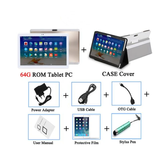 3G 64GB add Case 2.5D экран 4G Lte планшеты 10 Android 8,0 64 Гб rom 1920x1200 ips Wi-Fi gps Dual SIM 3G 10,1 дюймов Рог громкий планшет 10 10,1" - Комплект: 3G 64GB add Case