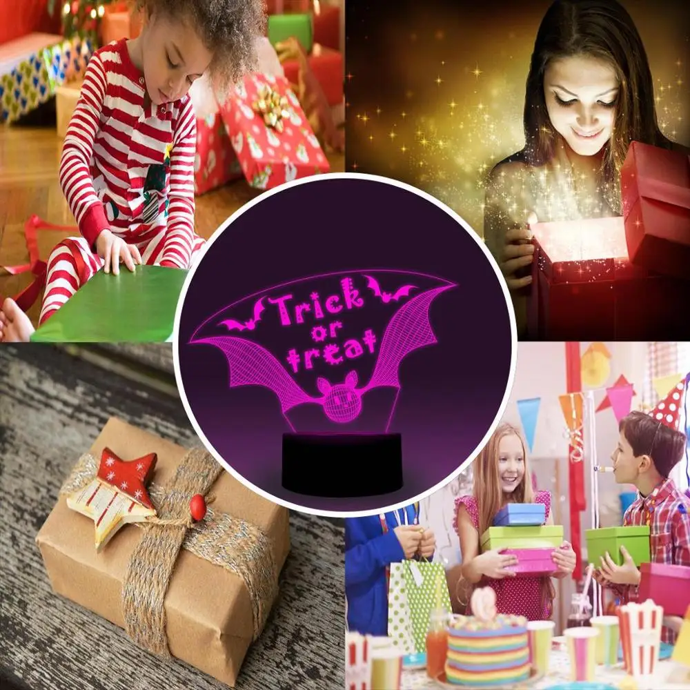 NiteApps 3D трюк или лечение ночник настольная Иллюзия Украшение лампы подарок на