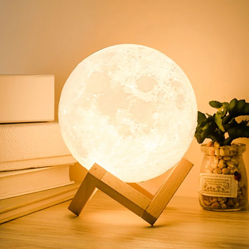 

LED Moon Lamp 3D Print Sphere Lamp USB Charge Multi-color Brightness Adjustable Night Light For Children Home room Decoration