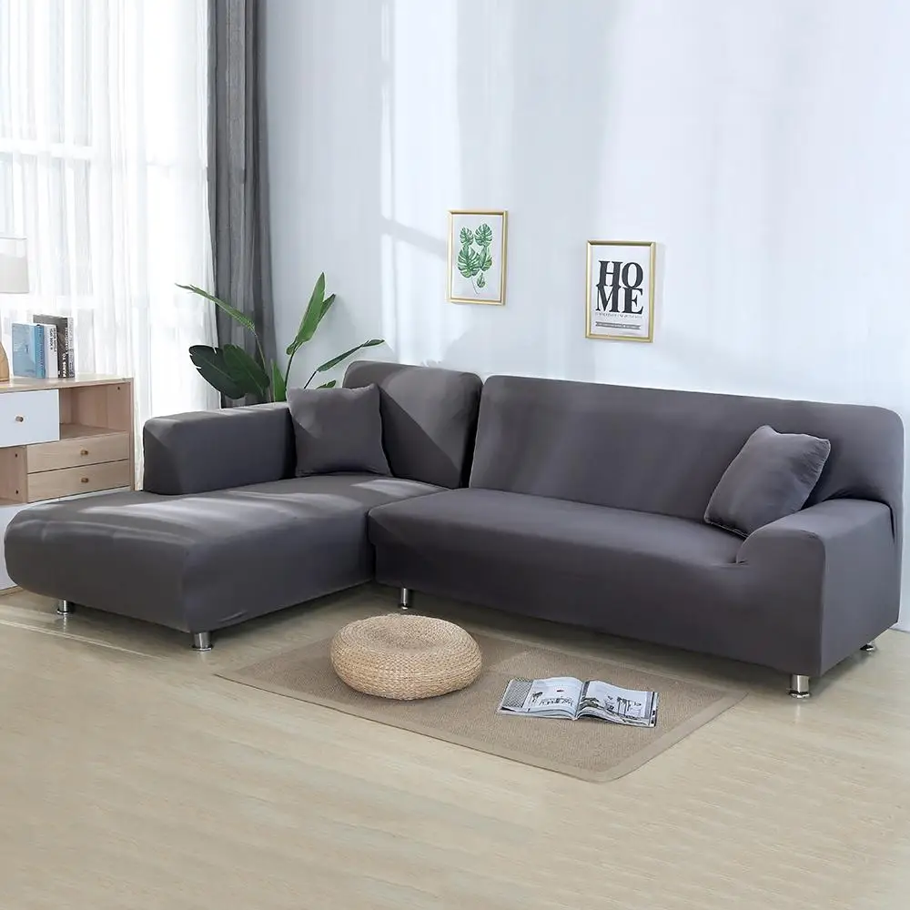 

L Shaped Sofa Covers Living Room Corner Sectional Chaise Longue Spandex Slipcover Corner Sofa Covers Stretch 2 Pcs Covers