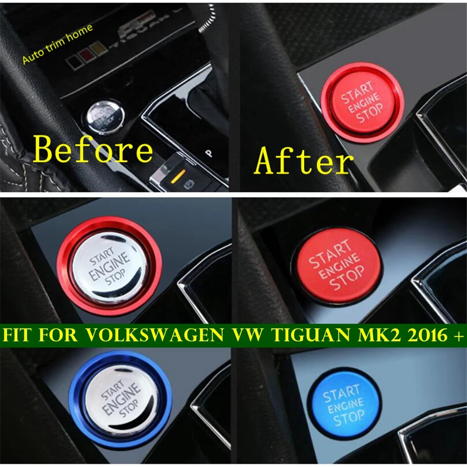 

Auto Engine Start Stop Push Keyless Button Switch Round Decoration Ring Cover Trim Fit For Volkswagen VW Tiguan MK2 2016 - 2022