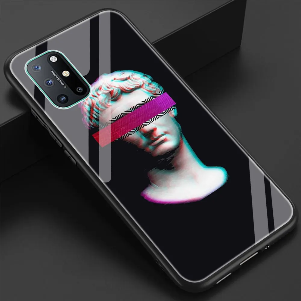 

Soft Edge Cover for Oneplus 9 PRO 9R 7 7T Pro 8 8T Pro Nord 5G Luxury Glass Phone Case Shell Plaster Statue David Aesthetic Art