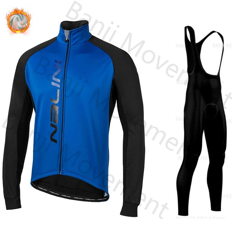 Ropa Ciclismo теплый Nalini зимний теплый флисовый мужской костюм Джерси для езды на велосипеде MTB Одежда комбинезон комплект - Цвет: cycling jersey set 4