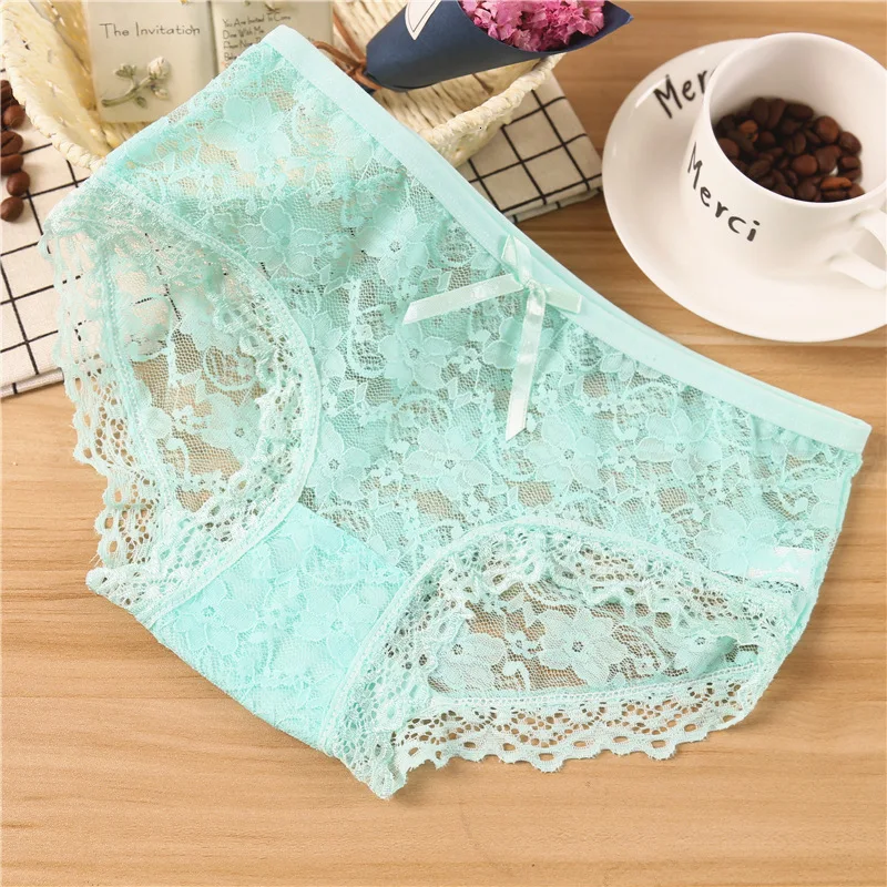 

Сексуальное кружевное нижнее белье, женские трусы с милым бантом, 4 шт. caji18