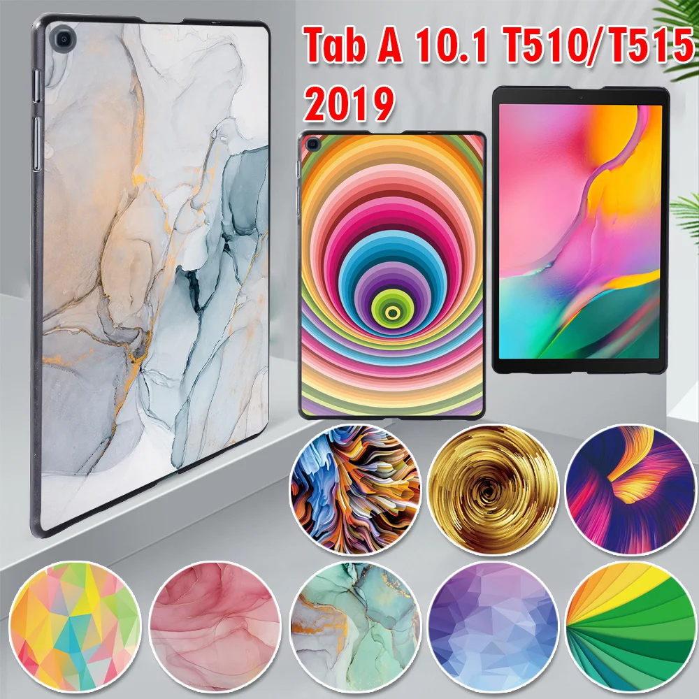 

Tablets Case for Samsung Galaxy Tab A 10.1 2019 T515/T510 Printed PC Plastic Protective back shell Cover + Free Stylus