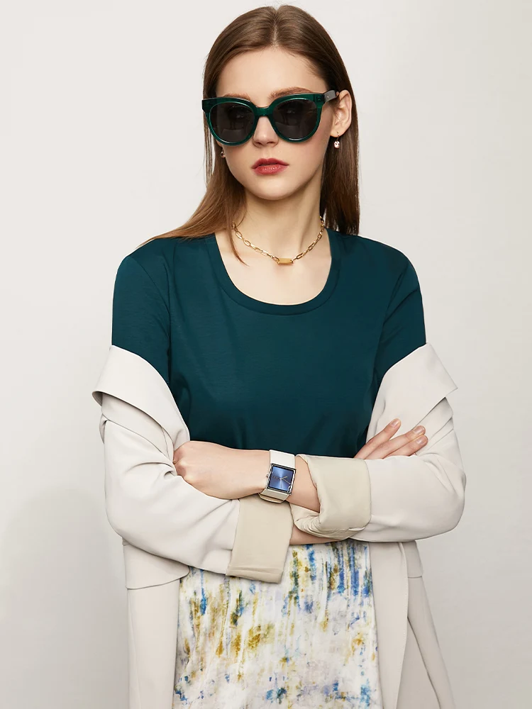 Женская футболка с V-образным вырезом Amii лето 100% 12130138 |