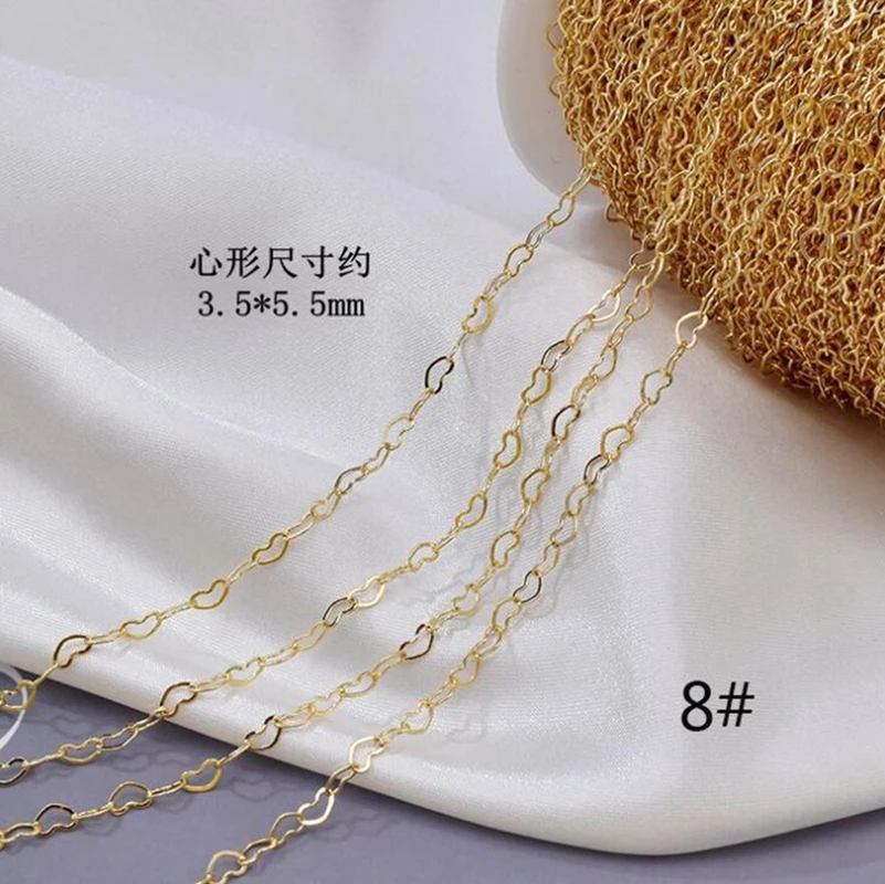 

1meter/lot Copper plated chain heart-shaped chain flat chain For DIY handmade necklace bracelet earring accessories