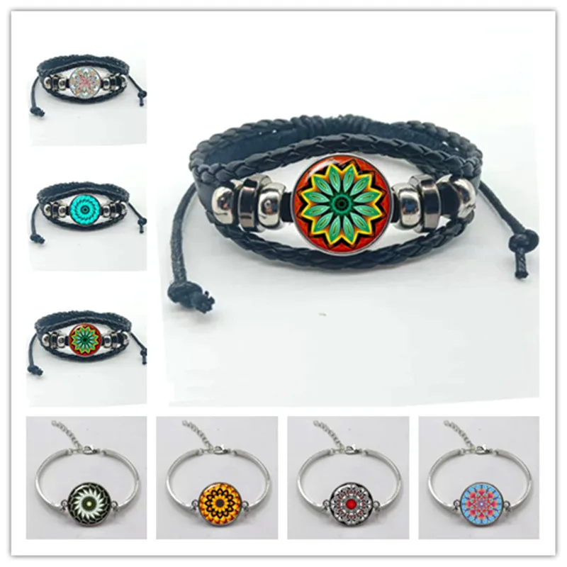 Индийская хна украшения для йоги Zen красочная мандала цветок браслет подарка