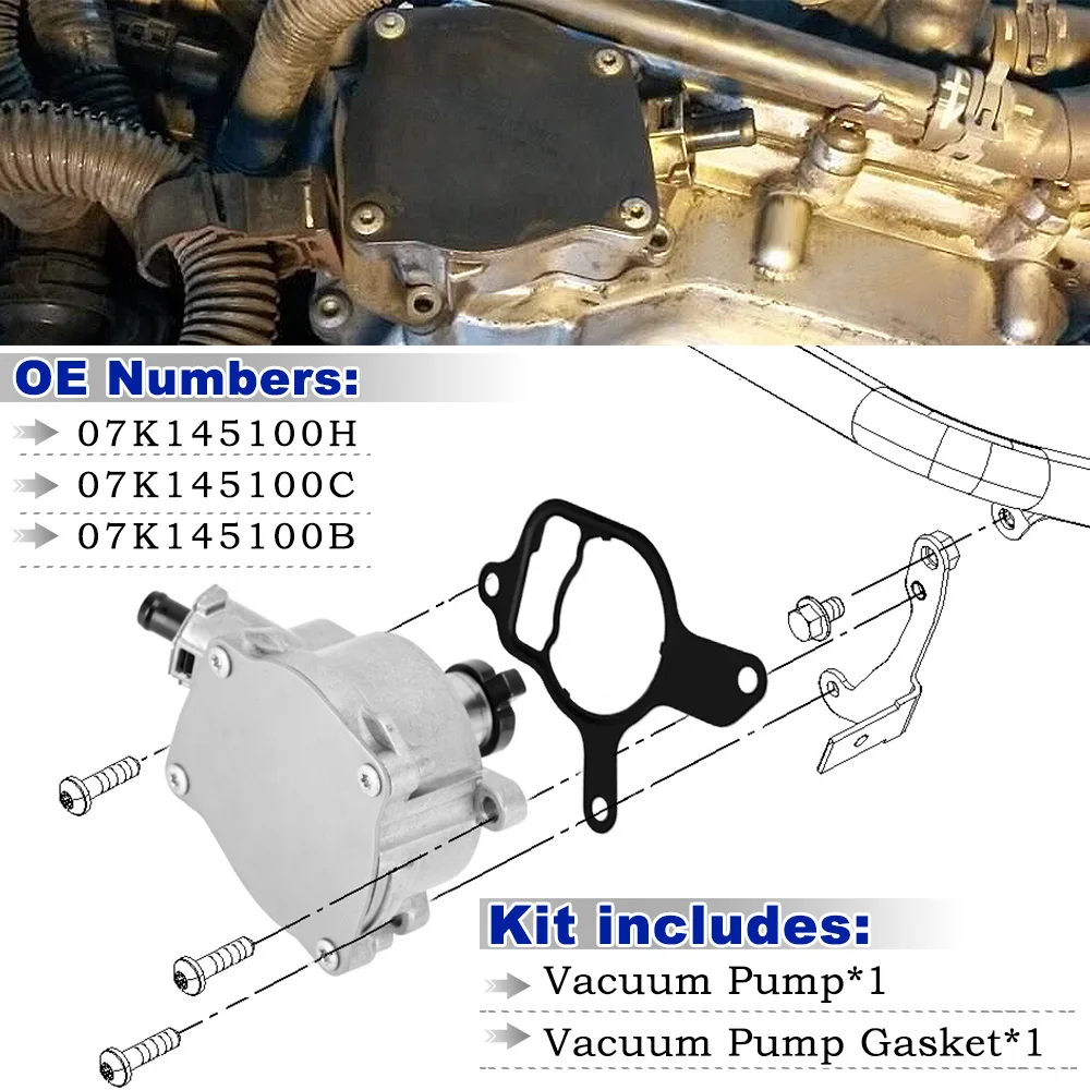 

Vacuum Pump For Volkswagen Jett a Beetle Golf Rabbit Audi TT 904-817 724807300 OE Quality 07K145100C 07K145100H