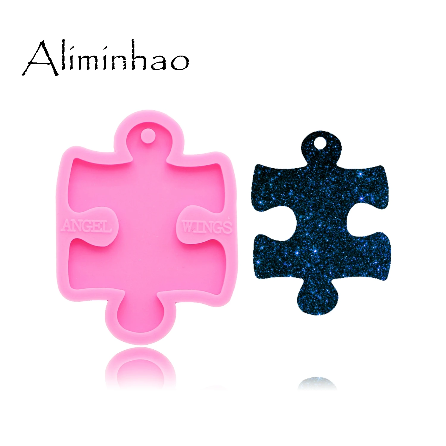 Pink 1pc DY0135 блестящие головоломки силиконовые формы DIY Эпоксидной Смолы Настольная форма кремния ремесло пользовательские формы ремесло брелок - Цвет: Pink 1pc