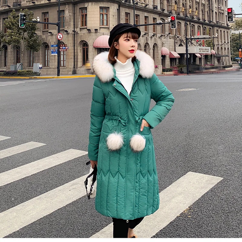 -30 Russia Winter Jacket New Women Hooded Coat Fur Collar Thicken Warm Long coat Female Plus Size Outerwear Parka Ladies OK311 | Женская