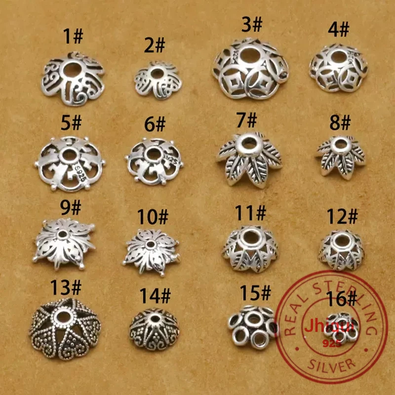 925 Sterling Silver Accessories Beads Caps for DIY Jewelry Making S925 Findings&ampComponents | Украшения и аксессуары