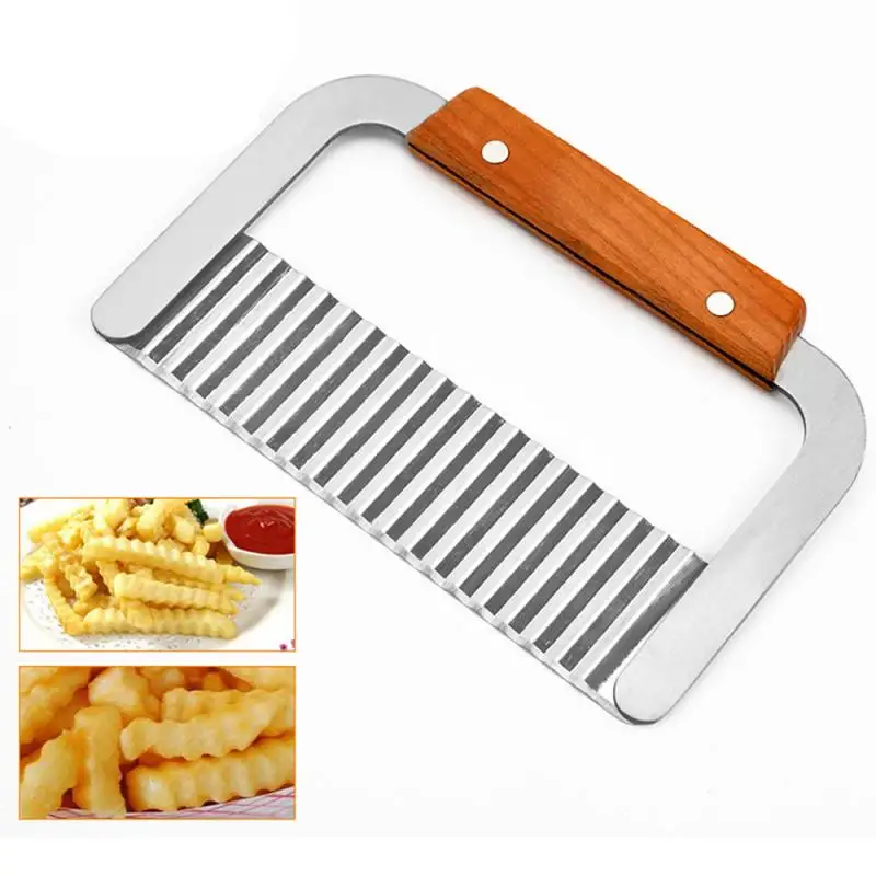 

1PC Potato Slicer Wavy Crinkle Cutting Tool Vegetable Fruit Salad Chopping Knife French Fries Maker Food Grade Blade Kitchen Use
