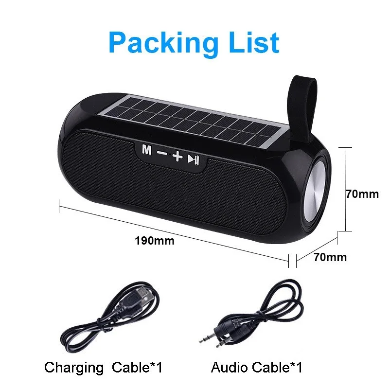 

Портативная колонка с зарядкой от солнечной батареи, Водонепроницаемая беспроводная стерео Колонка TG182, колонка с внешним аккумулятором, б...