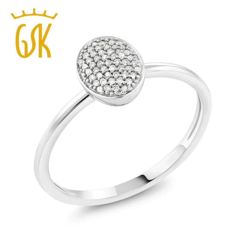 GemStoneKing твердое 10 к белое золото 0 076 карат натуральный белый бриллиант овальное