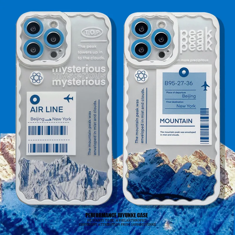 

Snow mountain label ticket suitable for iphone13 mobile phone shell iphone12 protective shell Xsmax personality Xs soft shell 11