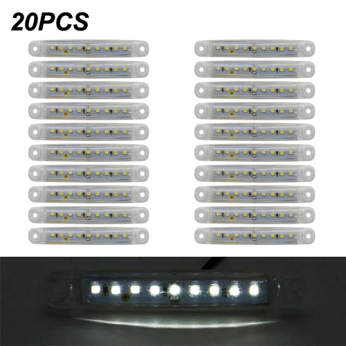 9LED white X20 Янтарный автомобилей Внешнее освещение светодиодный 12 V-24 v 9/6 светодиодный авто шины Грузовик Боковые Габаритные светодиодный индикатор низкая СВЕТОДИОДНЫЙ трейлер светильник задняя сторона лампы - Цвет: 9LED white X20