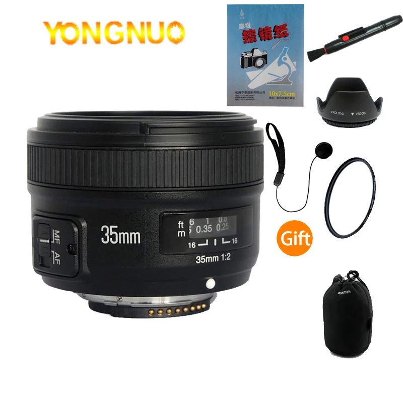 

Объектив Yongnuo YN35mm F2, объектив с фиксированным фокусом и большой диафрагмой AF 35 мм f/2,0 Nikon D7100 D3200 D3300 D3100 D5100 D90