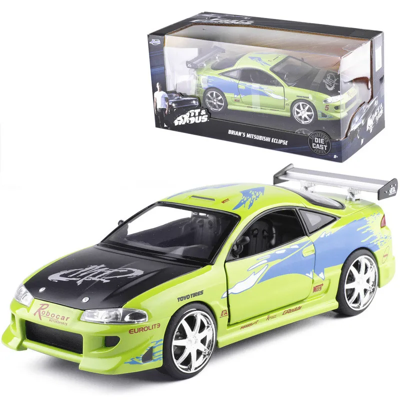 Модель спортивного автомобиля JADA 1:24 Green Mitsubishi игрушечный автомобиль из сплава