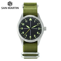 san martin military pilot nh35 mens automatic mechanical watch stainless steel luminous waterproof nato nylon sapphire